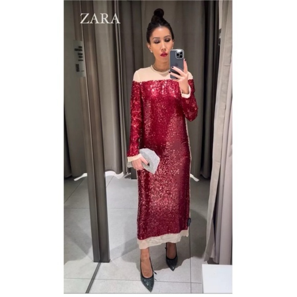 ZARA SEQUIN CHIFFON DRESS ZW COLLECTION - Picture 4 of 12